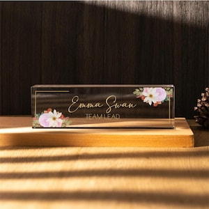 Personalisierte Blumen Acryl Schreibtisch Namensschild - Büro Dekor