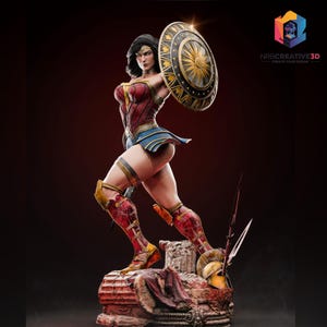 Handmade 3D Vonder Voman Statue - Unique Collectible Hero Figure