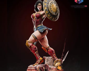 Handmade 3D Vonder Voman Statue - Unique Collectible Hero Figure
