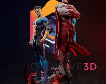 Estatua de Invincible y Omni-Man - Figura impresa en 3D