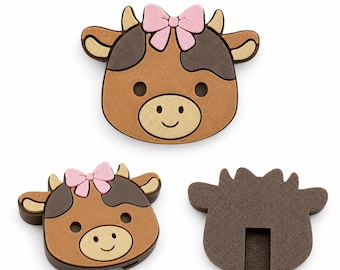 Cute Cow Can Opener 3MF File | Kawaii Farm Animal Kitchen Gadget | Multicolor 3D Print STL | Soda Tab Opener  Commercial Use