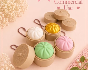 3MF Dumpling Clicker Keychain File | Cute Fidget Toy 3MF | Dumpling Keychain for 3D Printing | Print-in-Place Desk Toy| Commercial Use