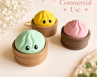 Juguete antiestrés Kawaii con forma de empanadilla (STL y 3MF) / Lindo juguete / Uso comercial / 3 opciones de cara / Archivo imprimible en 3D