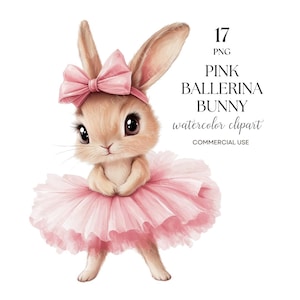 17 Tutu ballerine lapin | Clipart aquarelle | Imprimable | Haute qualité | Téléchargement numérique PNG | Transparente | Utilisation commerciale | Pâques