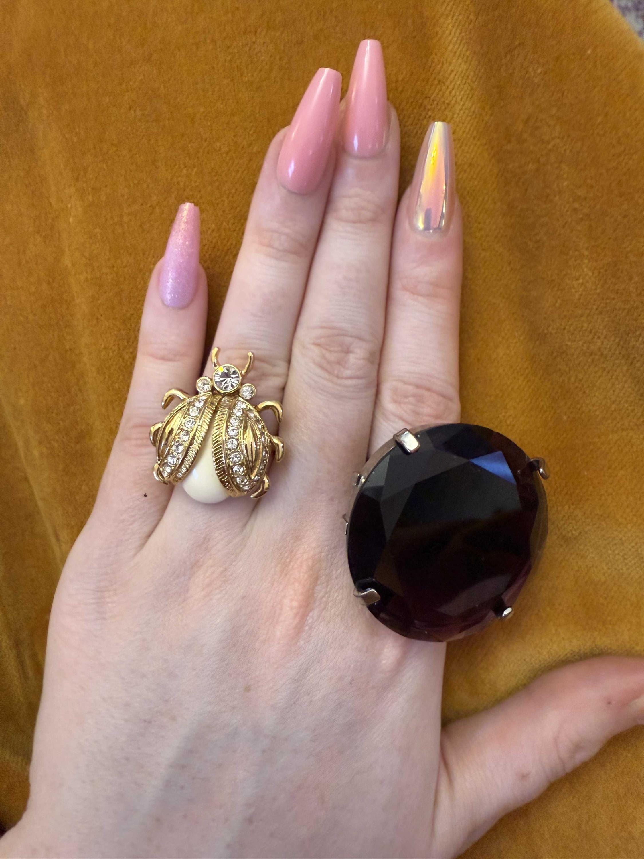 Giant Dries Van Noten Purple Crystal Cocktail Ring - Etsy