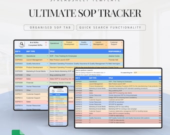 SOP Tracker: Workflow Management Google Sheets Template (Digital Download)