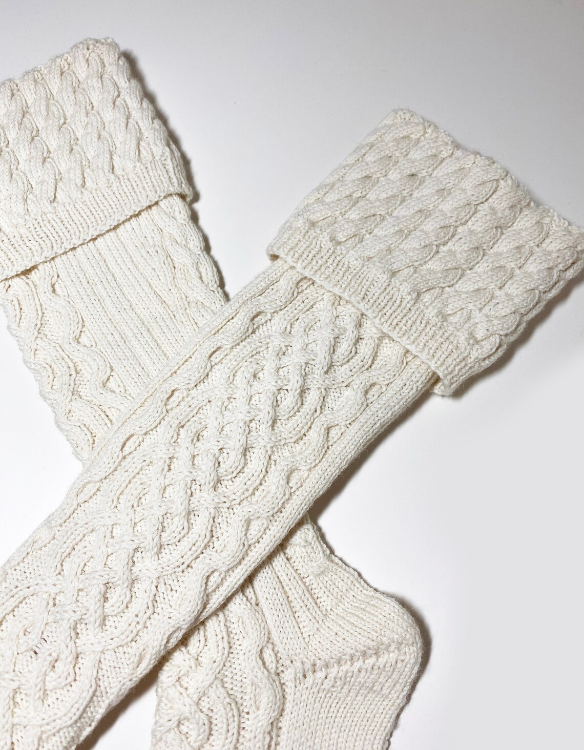 Cable Knit KNEE HIGH SOCKS White Long Stockings Boot Socks Etsy