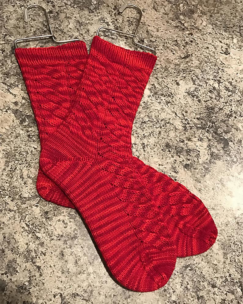 Hand Knit Socks Woman Sock Warm Socks Red Rose Socks Soft Merino Wool Socks Sleep Socks Red Color Man Sock CUSTOM SIZE Boot Socks