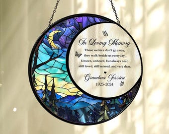 Personalized Memorial Glass Suncatcher, Memorial Window Hanging Decor, Sympathy Gift, Loss Of Mom Gift,Loss Of Dad Gift,Remembrance Keepsake