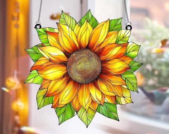 Sunflower Suncatcher: Acrylic Stained Glass Window Hanging