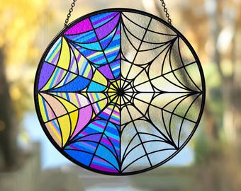 Spiderweb  Suncatcher, Spiderweb Halloween Window Hanging, Spiderweb Home Decor
