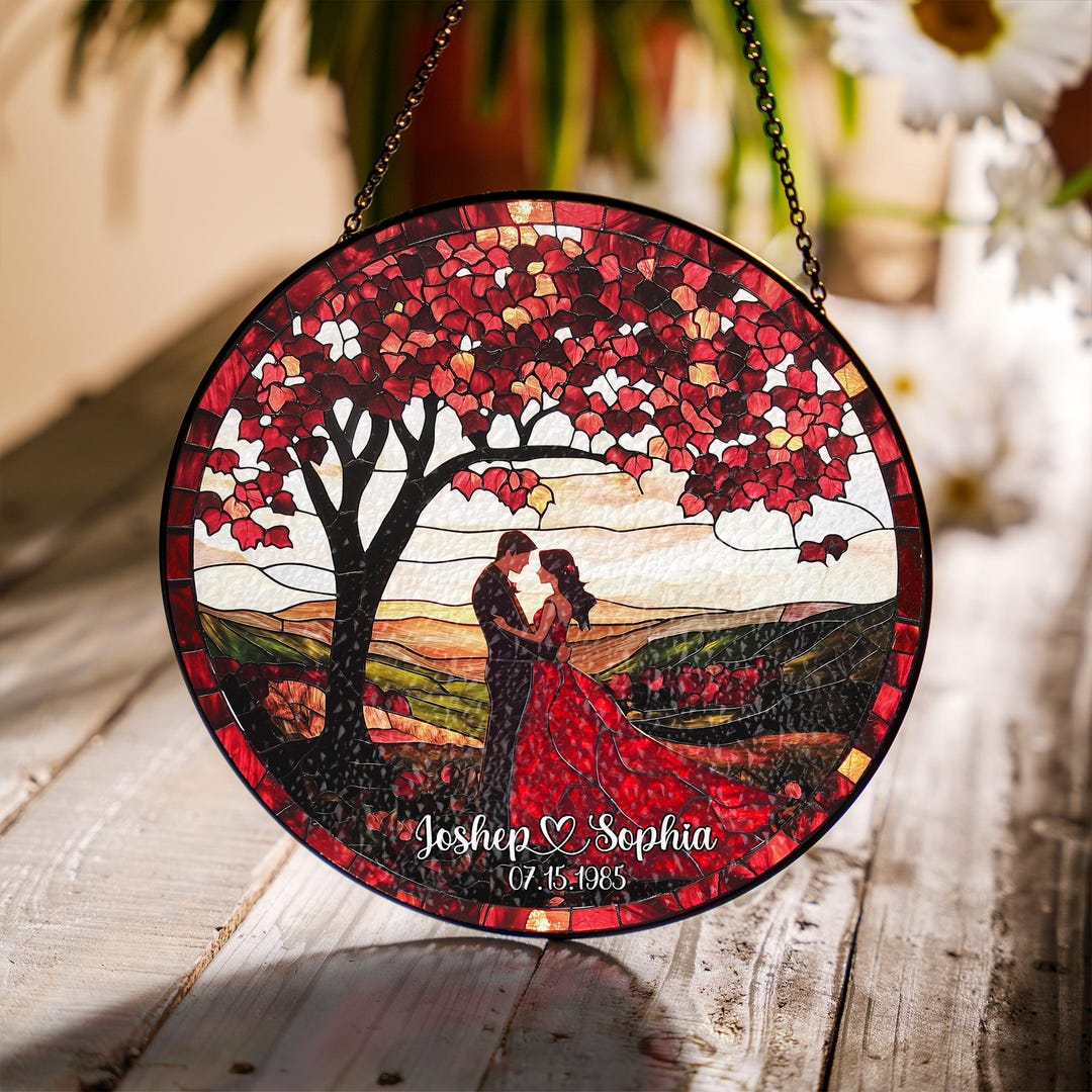 Personalized 40th Anniversary Suncatcher: Ruby Wedding Glass - Etsy