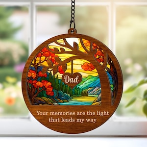 Personalized Memorial Suncatcher, Sympathy Gift for Loss of Dad, Father in Heaven Gift, Custom Remembrance Sun Catcher