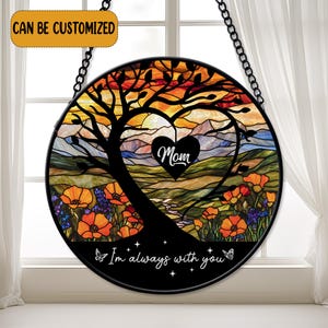 Personalized Loss Of Family Stained Glass Suncatcher, Loss Of Mom Window Hanging, Sympathy Ornament, Remembrance Gifts, Bereavement Gifts