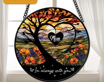 Personalized  Glass Mom Memorial Suncatcher: Sympathy Gift