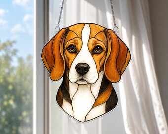 Beagle Portrait Acrylic Suncatcher, Beagle Dog Window Hanging, Custom Pet Memorial Gift, Beagle Lover Decor, Dog Mom Gift