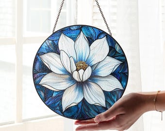 Mandala Lotus Flower Suncatcher: Acrylic Window Hanging, Boho Garden Decor