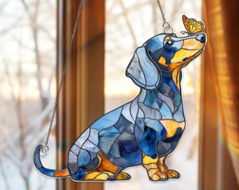 Dachshund Acrylic Suncatcher, Dachshund Memorial Window Hanging, Wiener Dog Ornament, Dog Memorial Gift,Puppy Loss Gift,Dachshund Owner Gift