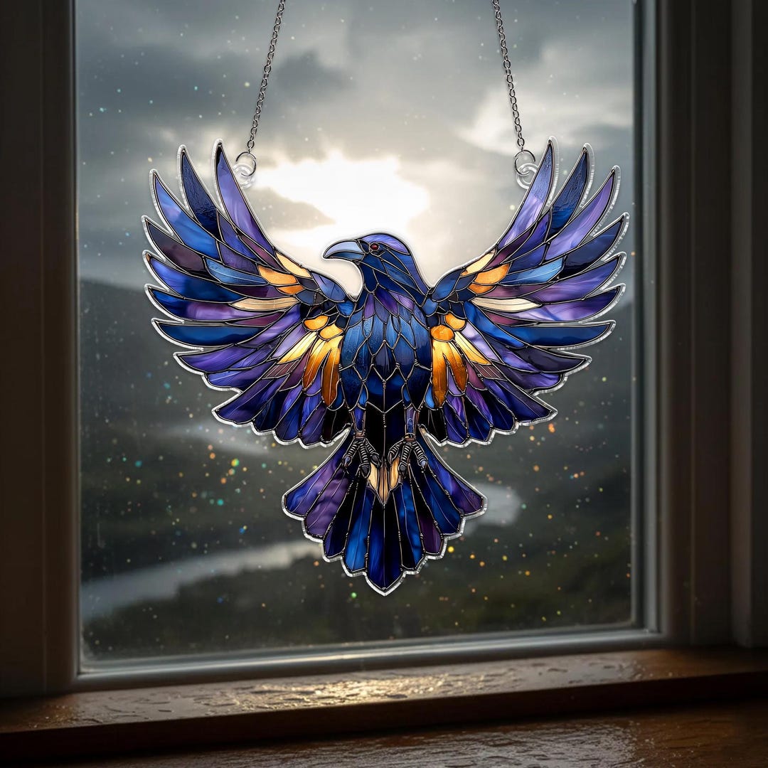 Raven Window Frame Black Raven Acrylic Suncatcher, Raven Window Hanging Decor - Etsy