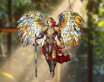 Archangel Michael Acrylic Suncatcher, Saint Michael Window