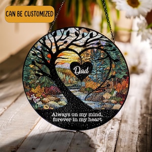 Personalized Loss Of Family Stained Glass Suncatcher, Loss Of Dad Window Hanging, Sympathy Ornament, Remembrance Gifts, Bereavement Gifts