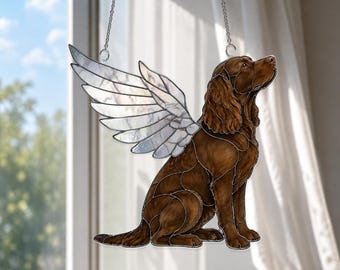 Boykin Spaniel Memorial Acrylic Suncatcher, Angel Dog Window Hanging, Personalized Pet Loss Gift, Custom Dog Ornament