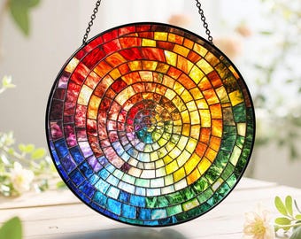 Rainbow Spiral Glass Suncatcher:  Glass Window Hanging