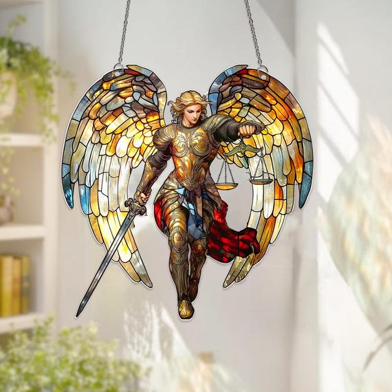 Archangel Michael Acrylic Suncatcher, Saint Michael Window Suncatcher, Christian Decor, Religious Gift, Spiritual Decor