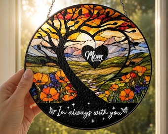Personalized  Glass Mom Memorial Suncatcher: Sympathy Gift