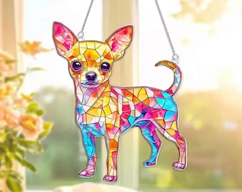 Chihuahua Acrylic Suncatcher, Chihuahua Window Hanging, Chihuahua Dog Suncatcher, Custom Dog Ornament,Chihuahua Lover Gift,Pet Memorial Gift