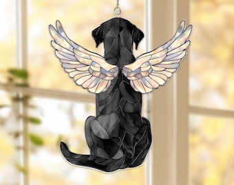 Custom Black Labrador Dog Memorial Acrylic Suncatcher,Labrador Dog Window Hanging,Dog Angel Wings Memorial Suncatcher,Dog Memorial Gift