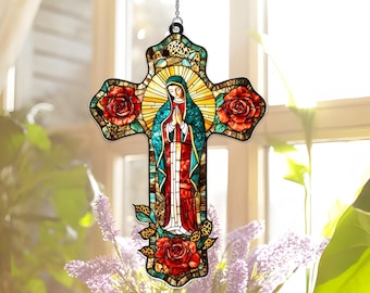 Lady of Guadalupe Acrylic Suncatcher, Religious Virgin Mary Suncatcher Gift, Guadalupe Window Hanging, Mother of God Christian Decor