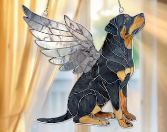 Custom Rottweiler Dog Memorial Acrylic Suncatcher,Rottweiler Dog Window Hanging,Rottweiler Angel Wings Suncatcher,Dog Memorial Gift