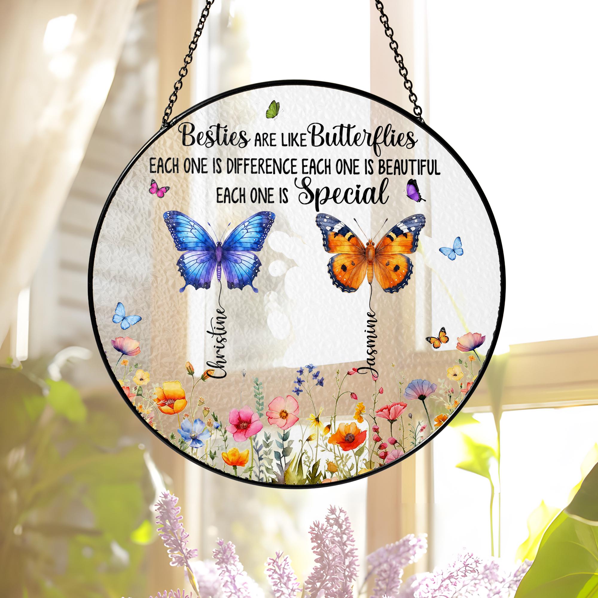 Personalized Birth Month Flower Stained Glass Suncatcher: Friendship Gift