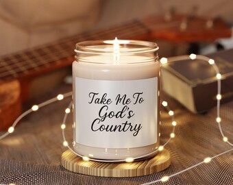 Vela de soja, vela con mensaje de Morgan Wallen, regalo para amantes de la música, decoración para fanáticos de la música country, vela de 255 ml, vela "Llévame al país de Dios"
