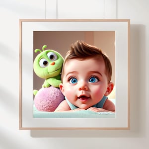 Personalisiertes Cartoon Kinderporträt vom Foto Benutzerdefinierte Pixar Kinderkarikatur Kundenspezifisches Baby Jungen-Mädchen Kinderkarikatur Geschenk für Eltern