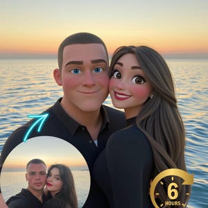 Paar Porträts, Benutzerdefinierte Cartoon Pixar Stil Porträt vom Foto, Digitales 3D Porträt, Werden Sie ein Pixar Charakter, Valentinstag Paar Geschenk