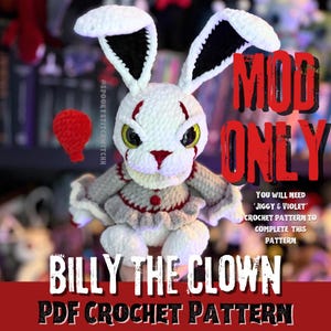 Mod only - Billy The Clown Bunny Crochet Amigurumi digital PDF Pattern