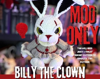Mod only - Billy The Clown Bunny Crochet Amigurumi digital PDF Pattern