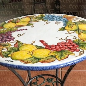Positano amalficoast round table lava stone handmade made in Italy Vietri Round table in lava stone Hand painted Vietri
