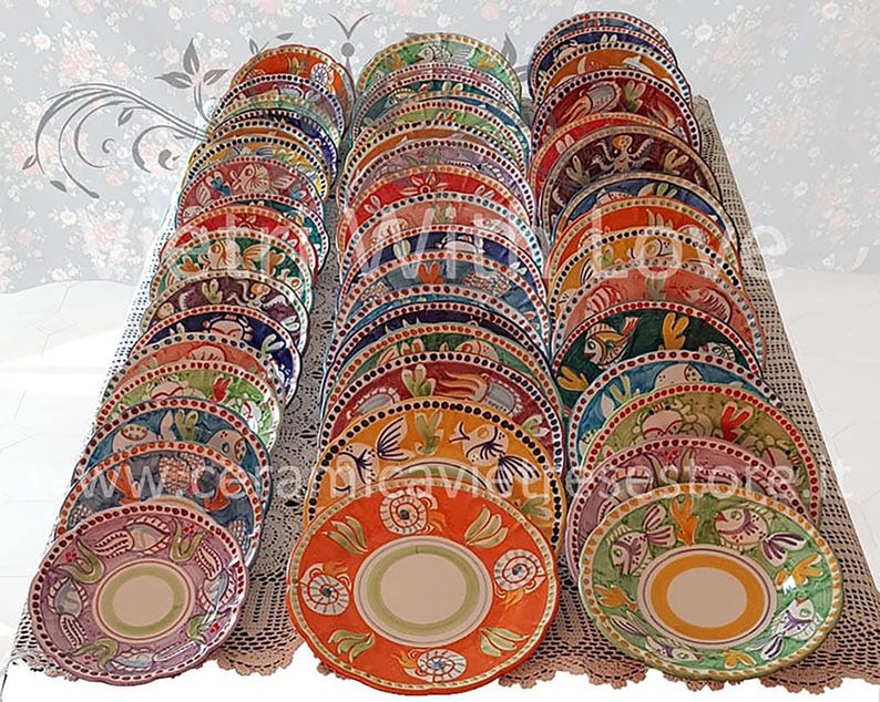 Positano amalficoast dishes handmade made in Italy Vietri plates Mixed