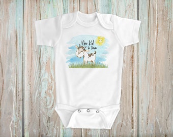 Baby Onesie® brand bodysuit, baby boy romper with goat, new kid in town, baby shower gift, custom baby boy outfit, hospital coming home gift