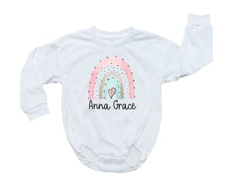 personalized baggy oversized baby bubble romper, baby bodysuit, rainbow baby, new baby gift custom baby outfit, hospital coming home outfit