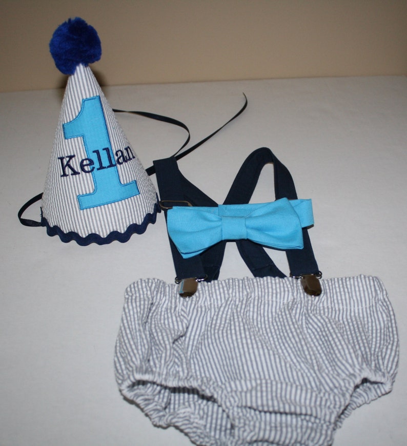1st Birthday boy cake smash diaper cover bow tie boy clothes gold gray