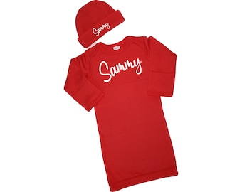 coming home outfit baby BOY, personalized name, baby shower gift, newborn hat, new baby gift, Christmas outfit, photo prop, hospital outfit