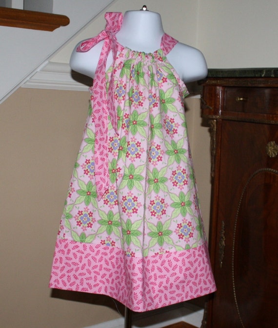 Items similar to girls toddler Pillowcase dress Pink Trellis 3 mos., 6
