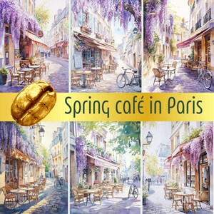 12 images numériques Spring Café à Paris | Kit imprimable | Téléchargement instantané |  Scrapbooking |  Carte de journalisation | Clipart aquarelle