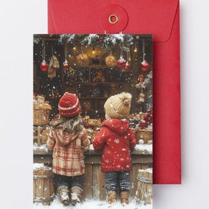 8 Digitale Weihnachtspostkarten |  Weihnachtskarten | Gemütliche Feiertags-Grußkarten | Niedliche Weihnachtspostkarten | Weihnachtskinder