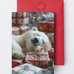 Paquete de 6 postales navideñas digitales / Tarjetas navideñas / Tarjetas de felicitación navideñas acogedoras / Postales navideñas lindas / Oso navideño