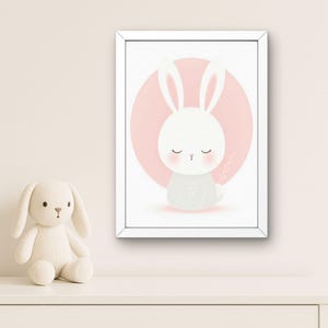 Bunny Nursery Wall Art | Pink Baby Girl Digital Print | Kids Room Decor